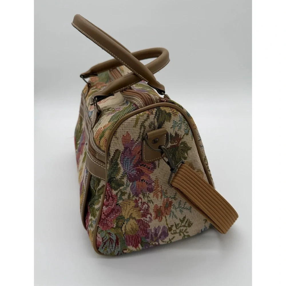 Leisure Multicolor Floral Satchel Top Handle Bag Zip Closure Adjustable Strap